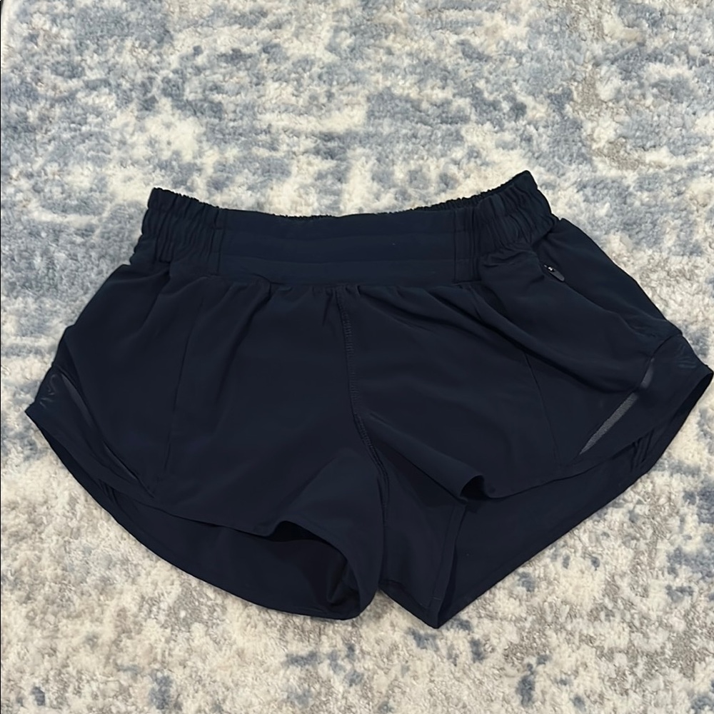Navy lululemon hotty hot shorts